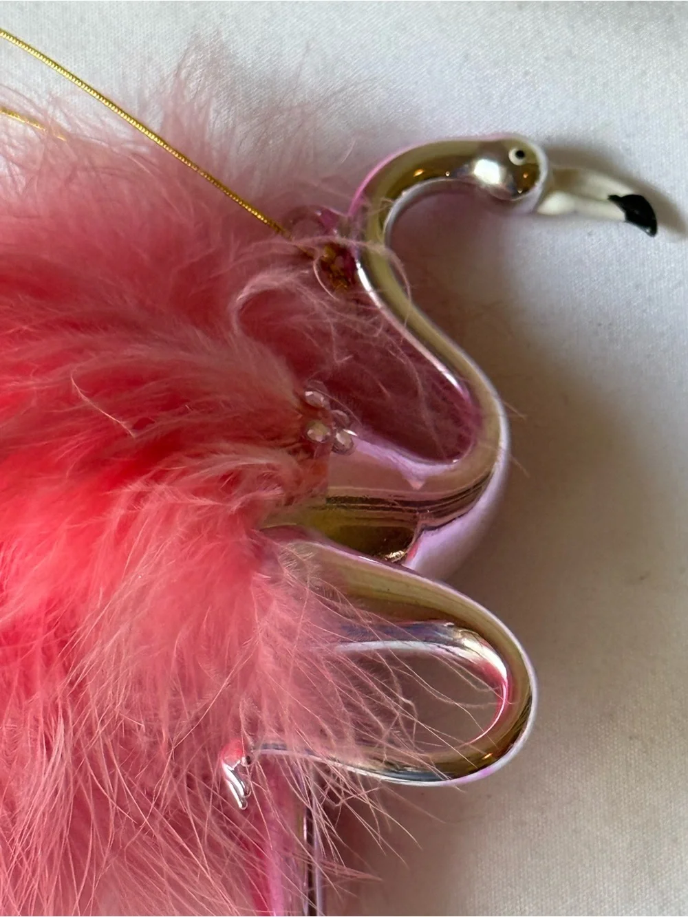 Delicate Pink Flamingo Ornament with Fabulous Pink Feathers